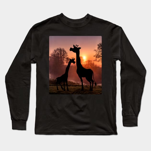 Zoo Keeper Safari Animal Giraffe Long Sleeve T-Shirt by LeeJa